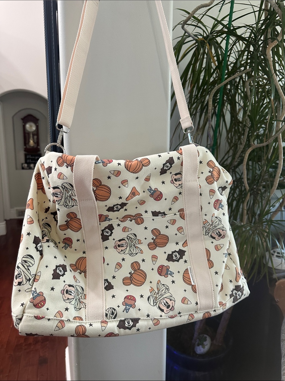 Disney Halloween Print Travel Duffle Bag with Straps, trolley sleeve and pockets